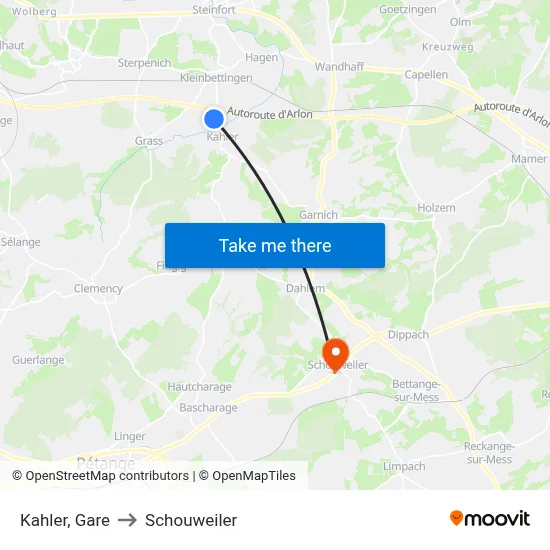 Kahler, Gare to Schouweiler map