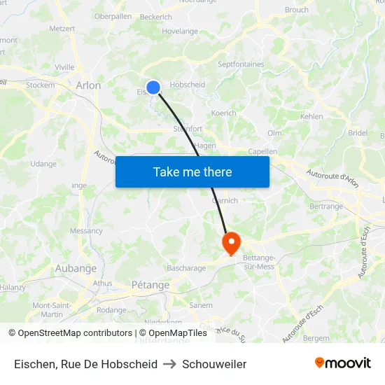 Eischen, Rue De Hobscheid to Schouweiler map