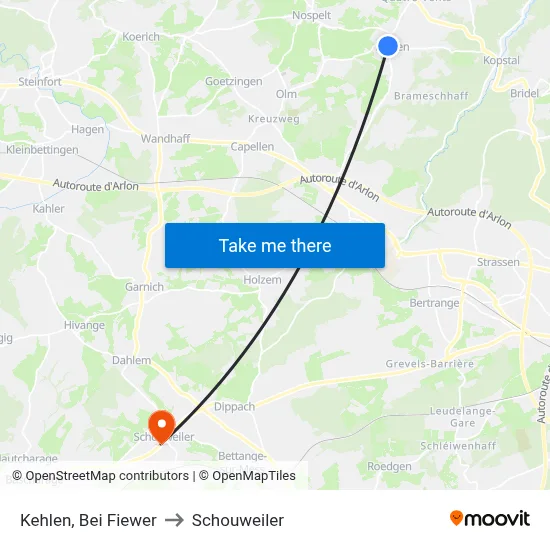 Kehlen, Bei Fiewer to Schouweiler map
