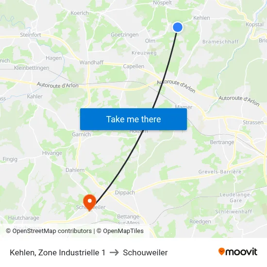 Kehlen, Zone Industrielle 1 to Schouweiler map