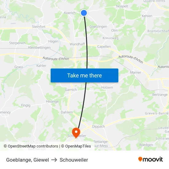 Goeblange, Giewel to Schouweiler map