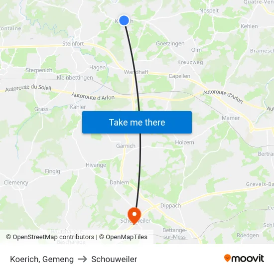Koerich, Gemeng to Schouweiler map
