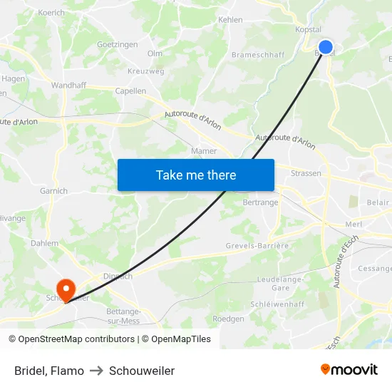 Bridel, Flamo to Schouweiler map