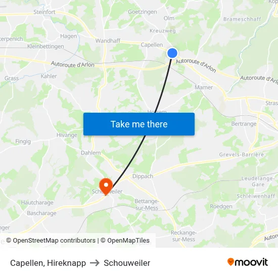 Capellen, Hireknapp to Schouweiler map