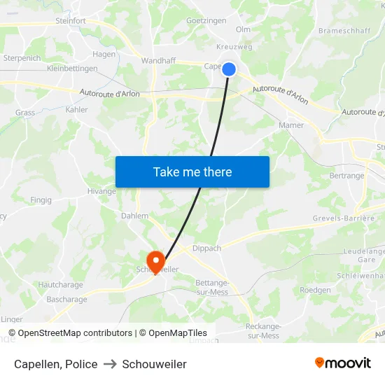 Capellen, Police to Schouweiler map