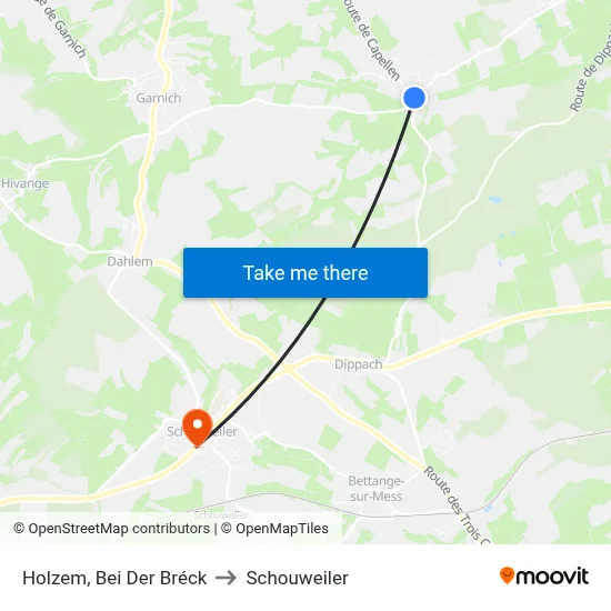 Holzem, Bei Der Bréck to Schouweiler map