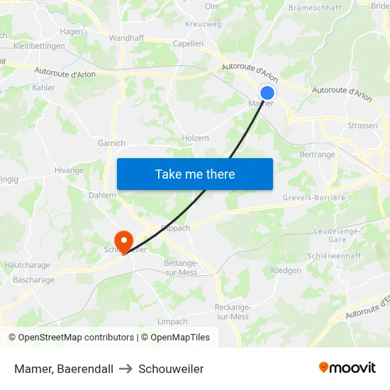 Mamer, Baerendall to Schouweiler map