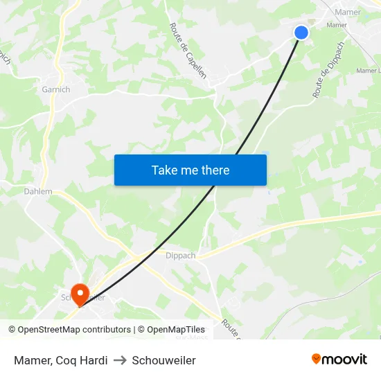 Mamer, Coq Hardi to Schouweiler map