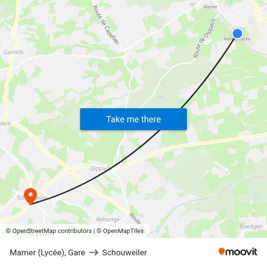 Mamer (Lycée), Gare to Schouweiler map