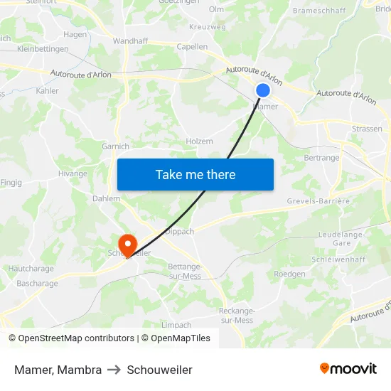 Mamer, Mambra to Schouweiler map