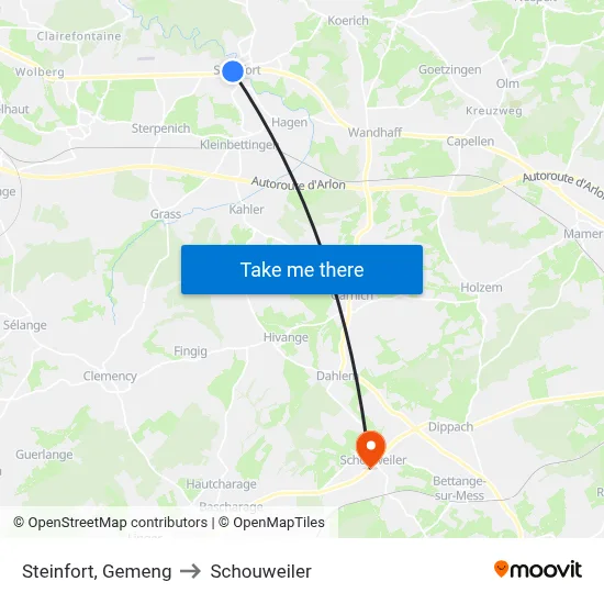 Steinfort, Gemeng to Schouweiler map