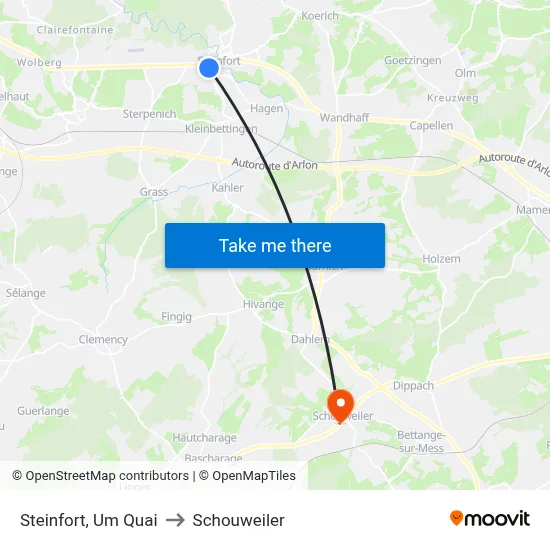 Steinfort, Um Quai to Schouweiler map