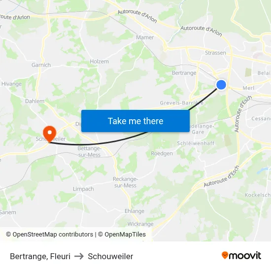 Bertrange, Fleuri to Schouweiler map