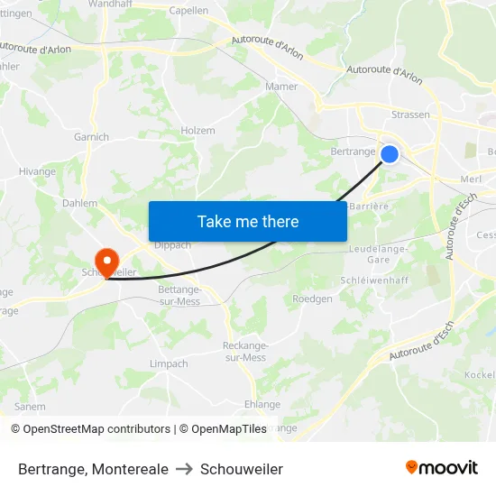 Bertrange, Montereale to Schouweiler map