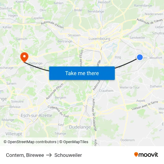 Contern, Birewee to Schouweiler map