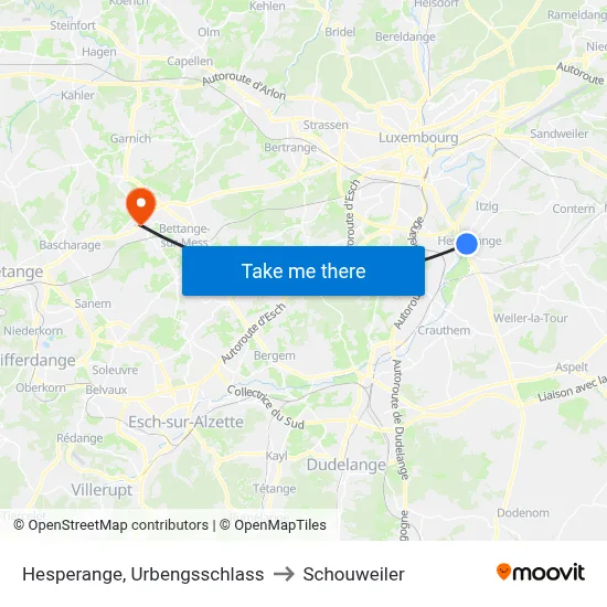 Hesperange, Urbengsschlass to Schouweiler map
