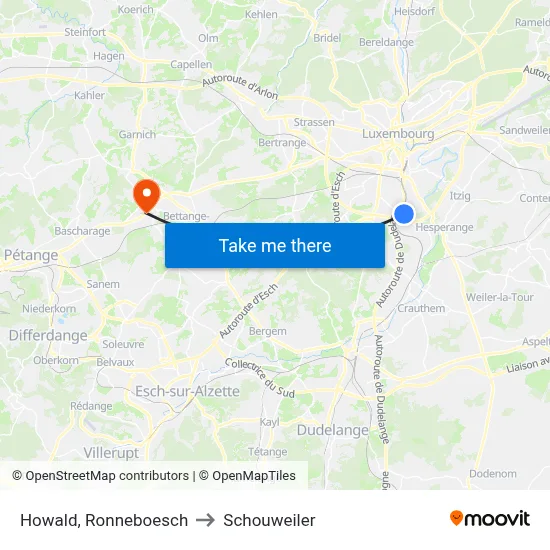 Howald, Ronneboesch to Schouweiler map