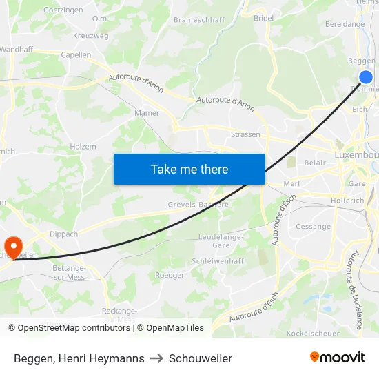 Beggen, Henri Heymanns to Schouweiler map