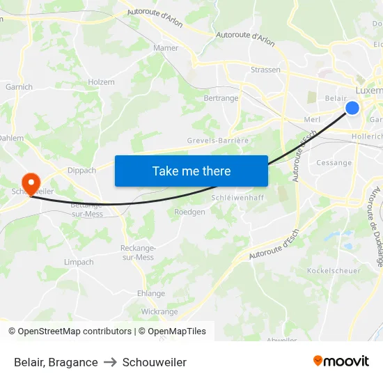 Belair, Bragance to Schouweiler map