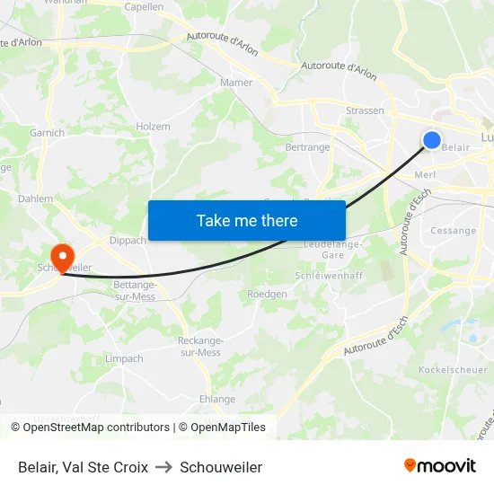 Belair, Val Ste Croix to Schouweiler map