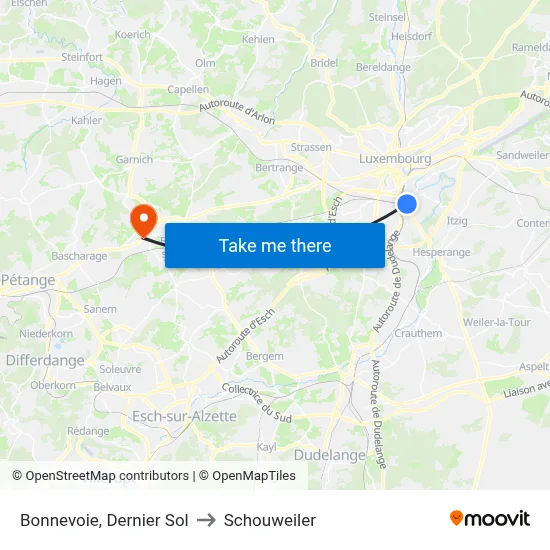 Bonnevoie, Dernier Sol to Schouweiler map