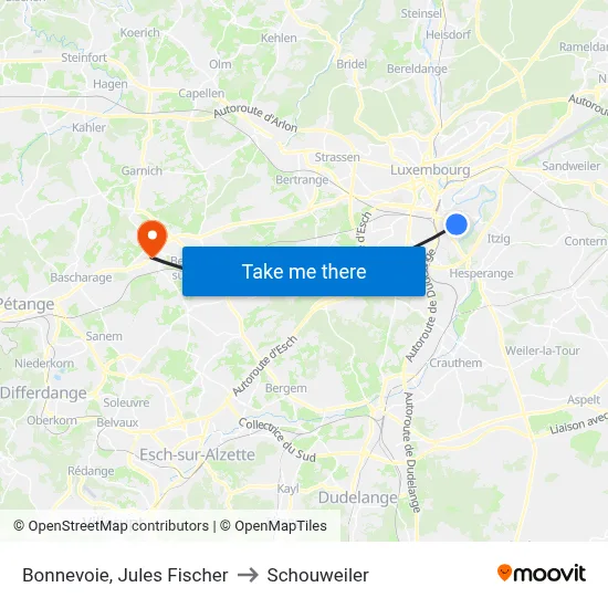 Bonnevoie, Jules Fischer to Schouweiler map