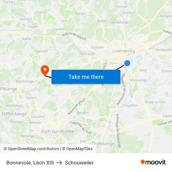 Bonnevoie, Léon XIII to Schouweiler map
