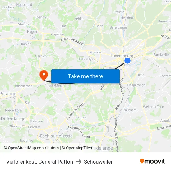 Verlorenkost, Général Patton to Schouweiler map