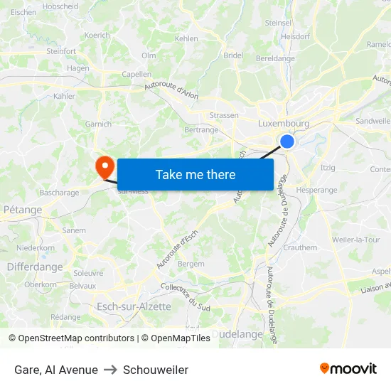 Gare, Al Avenue to Schouweiler map