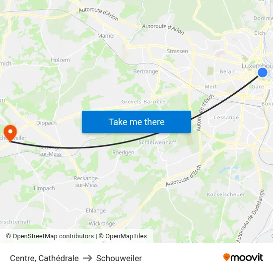 Centre, Cathédrale to Schouweiler map