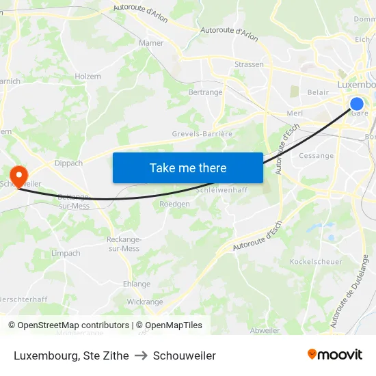 Luxembourg, Ste Zithe to Schouweiler map