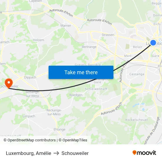 Luxembourg, Amélie to Schouweiler map