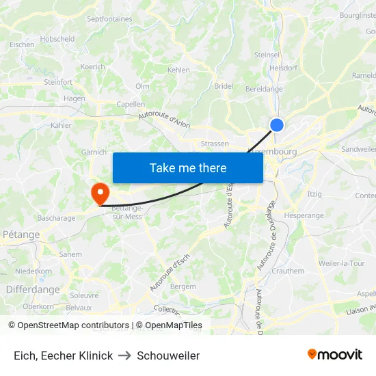Eich, Eecher Klinick to Schouweiler map