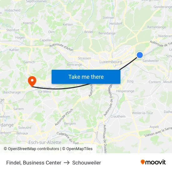 Findel, Business Center to Schouweiler map
