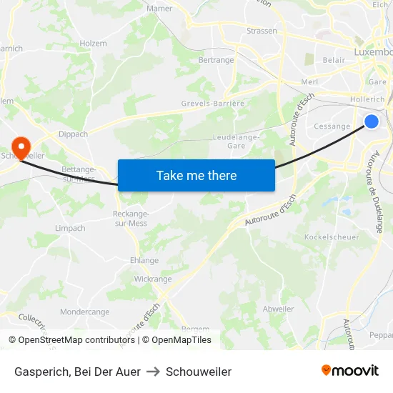 Gasperich, Bei Der Auer to Schouweiler map