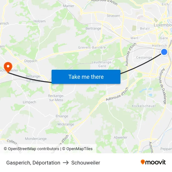 Gasperich, Déportation to Schouweiler map