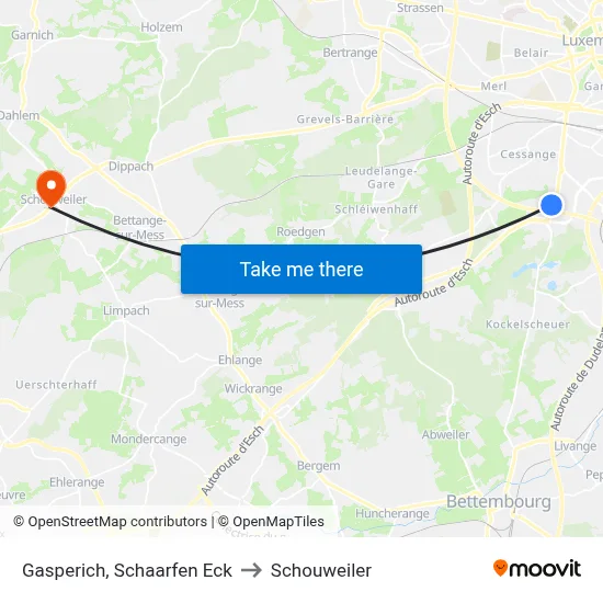 Gasperich, Schaarfen Eck to Schouweiler map