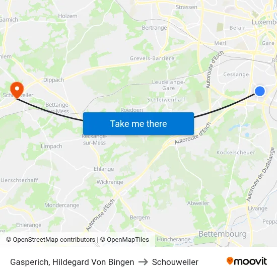 Gasperich, Hildegard Von Bingen to Schouweiler map