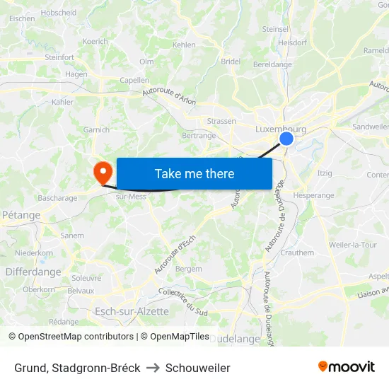 Grund, Stadgronn-Bréck to Schouweiler map