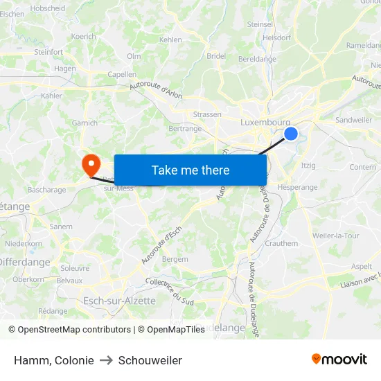 Hamm, Colonie to Schouweiler map