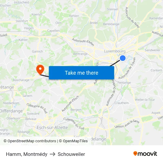 Hamm, Montmédy to Schouweiler map