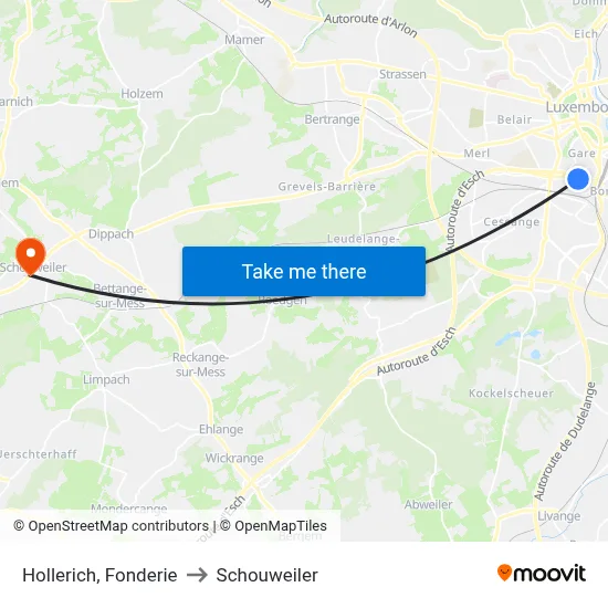 Hollerich, Fonderie to Schouweiler map