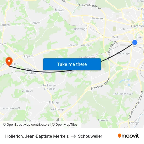 Hollerich, Jean-Baptiste Merkels to Schouweiler map