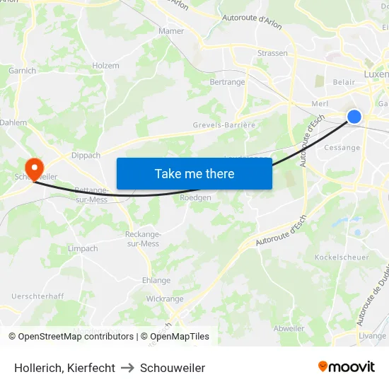 Hollerich, Kierfecht to Schouweiler map