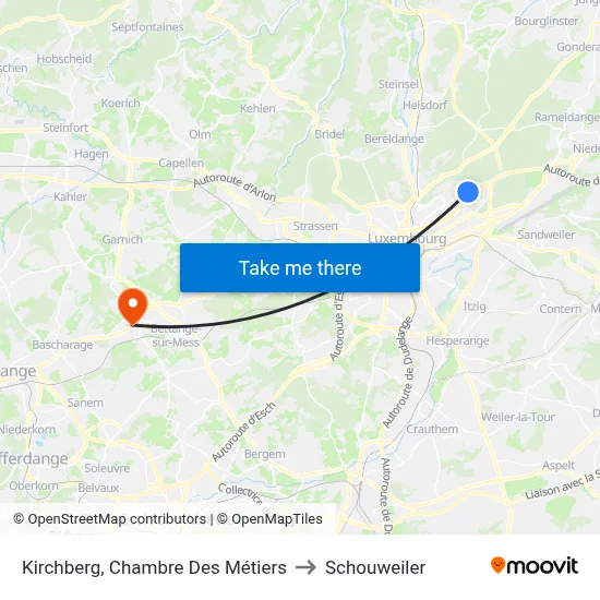 Kirchberg, Chambre Des Métiers to Schouweiler map