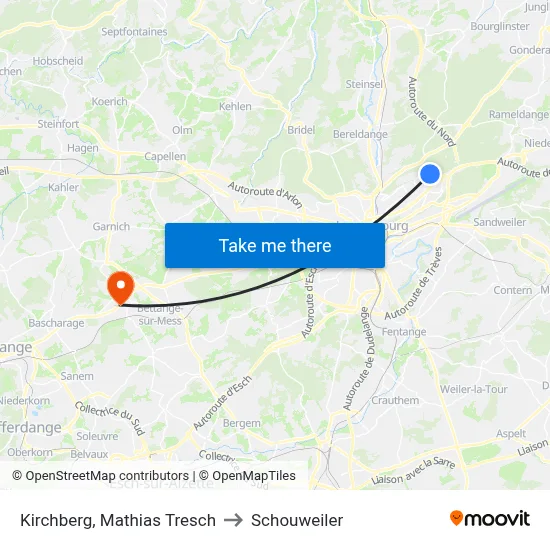 Kirchberg, Mathias Tresch to Schouweiler map