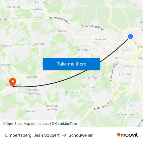 Limpertsberg, Jean Soupert to Schouweiler map