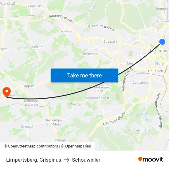 Limpertsberg, Crispinus to Schouweiler map