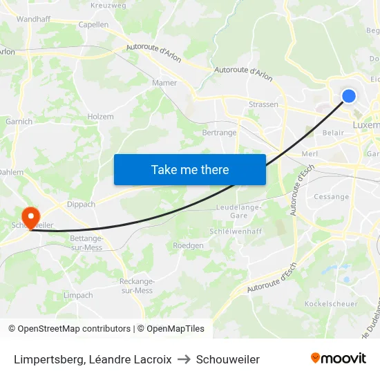 Limpertsberg, Léandre Lacroix to Schouweiler map
