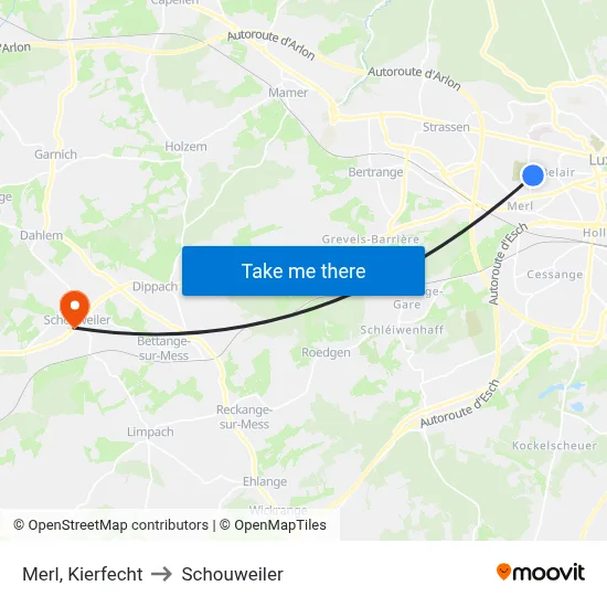 Merl, Kierfecht to Schouweiler map